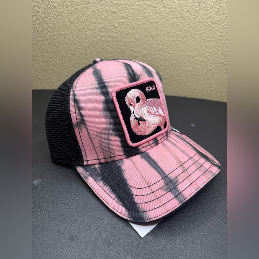 Goorin Bros “SOLO” Flamingo Pink Tie Dye Trucker Hat Snapback NWT Rare - Picture 4 of 4